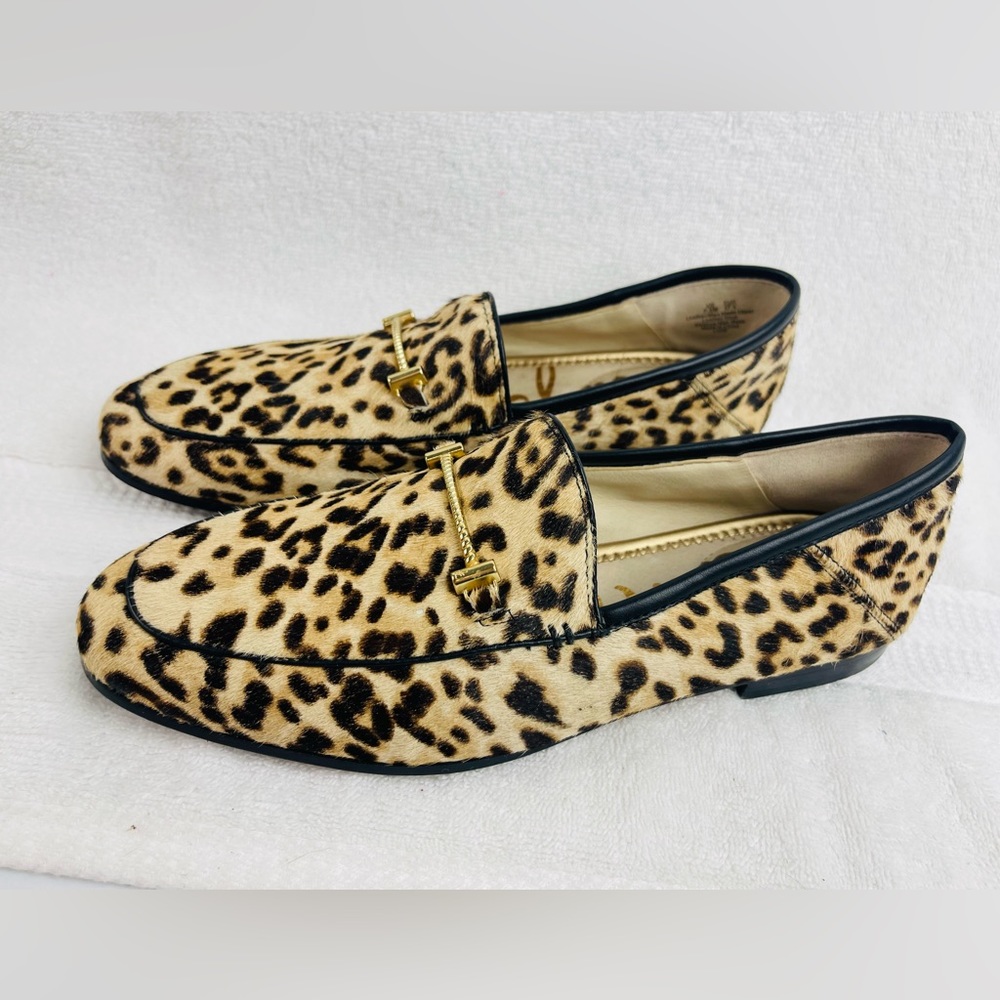 Sam Edelman Womens Loraine Calf Hair Loafers Size 7.5 Leopard Print Flats